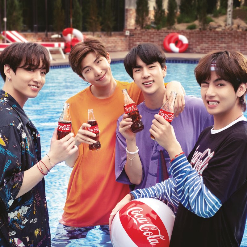 Image - Jungkook, RM, Jin and V Coca Cola Korea Aug 2018 (2).jpg | BTS ...