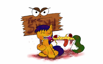 18987 - Friendship is Delicious artist-SandJosieph blood gore hunting friend hunting sign questionable sketti trap