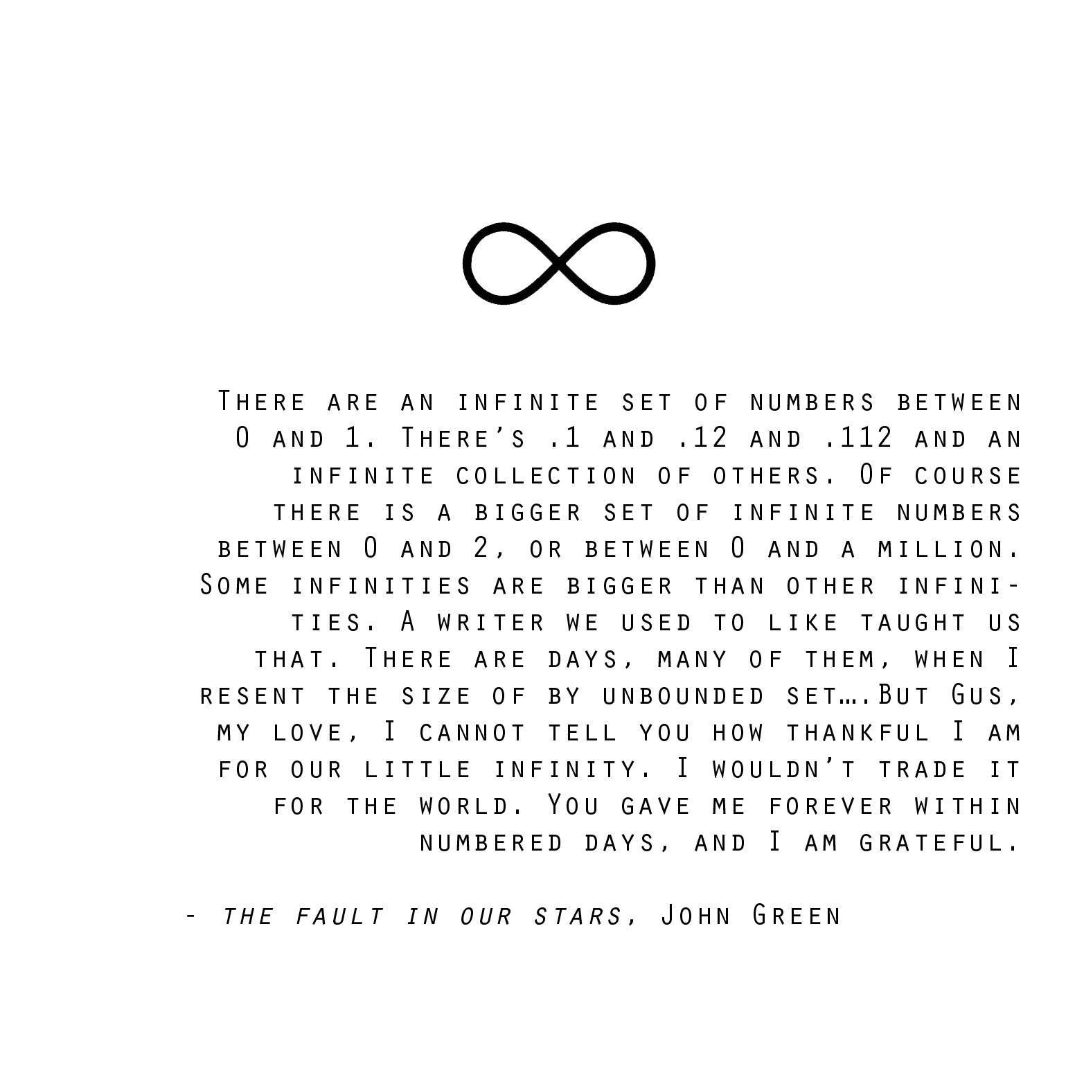 The fault in our stars infinity quote