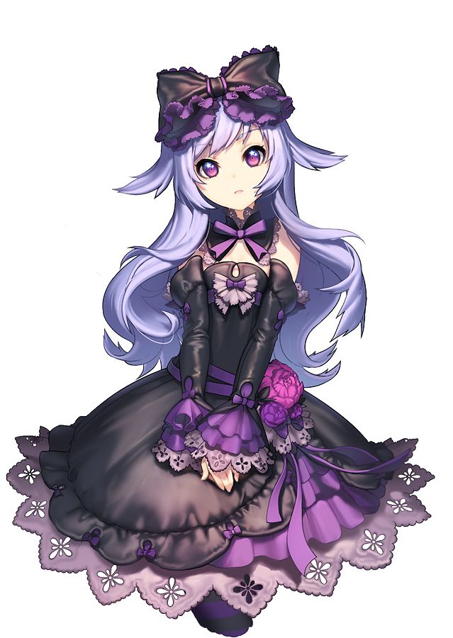 Cute Anime Girl With Black Hair And Purple Eyes