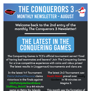 The Conquerors 3 Newsletter August 2020 The Conquerors Wiki Fandom - roblox the conquerors 3 discord