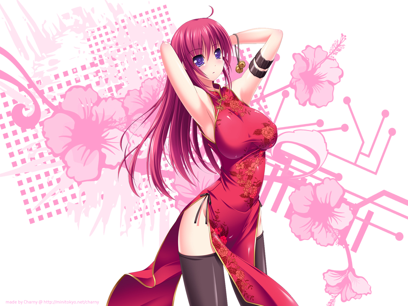 anime girl hot pink short hair anime girl hot pink short hair