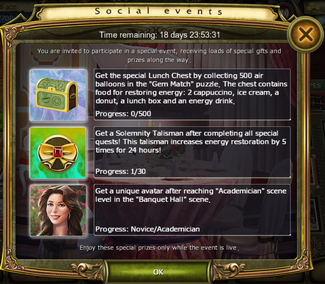 Social Events Challenge Window