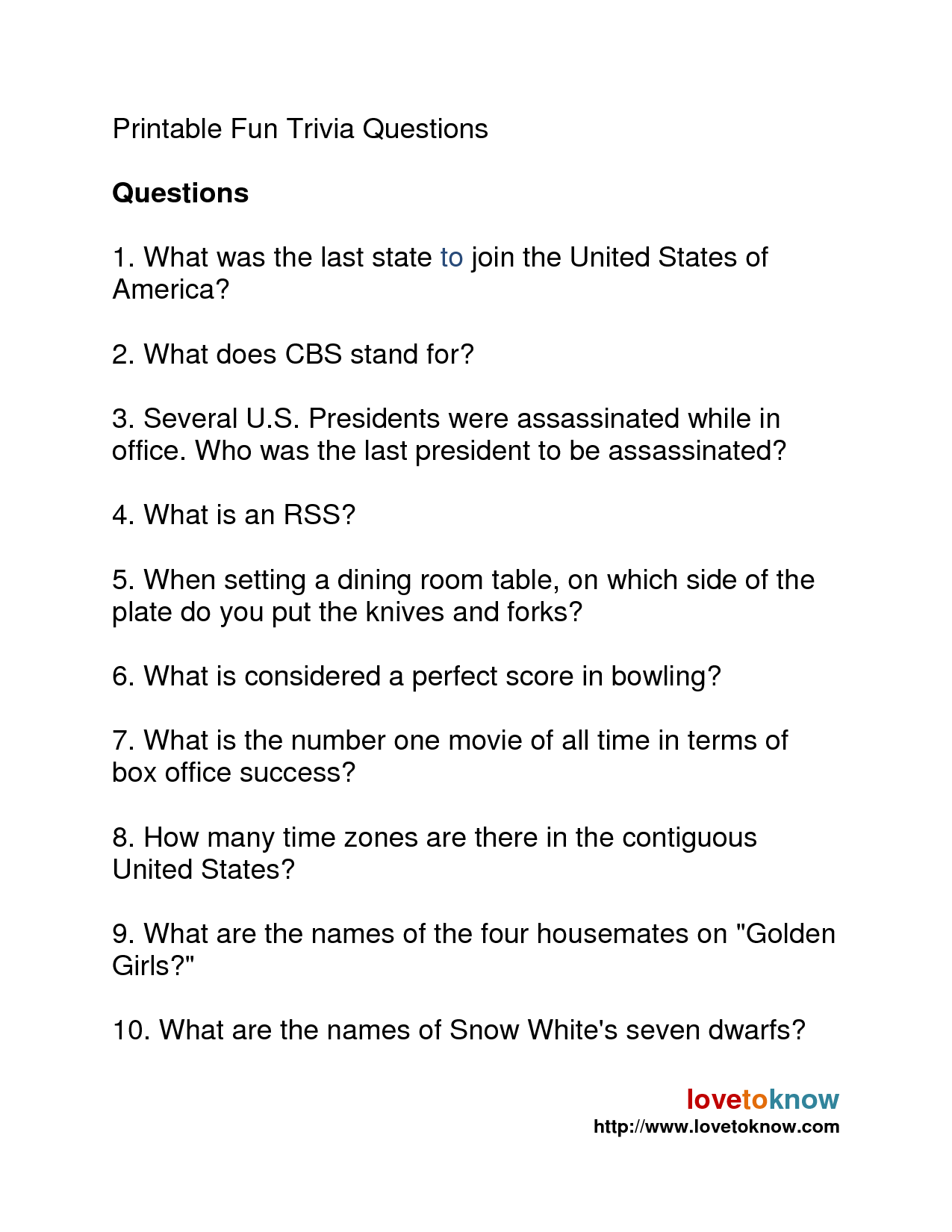 Funny Quiz Questions And Answers General Knowledge Quiz