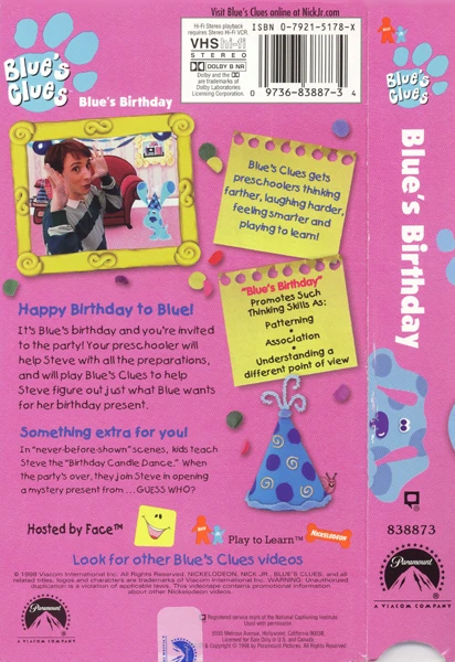 Blue's Birthday (VHS) | Blue's Clues Wiki | FANDOM powered by Wikia