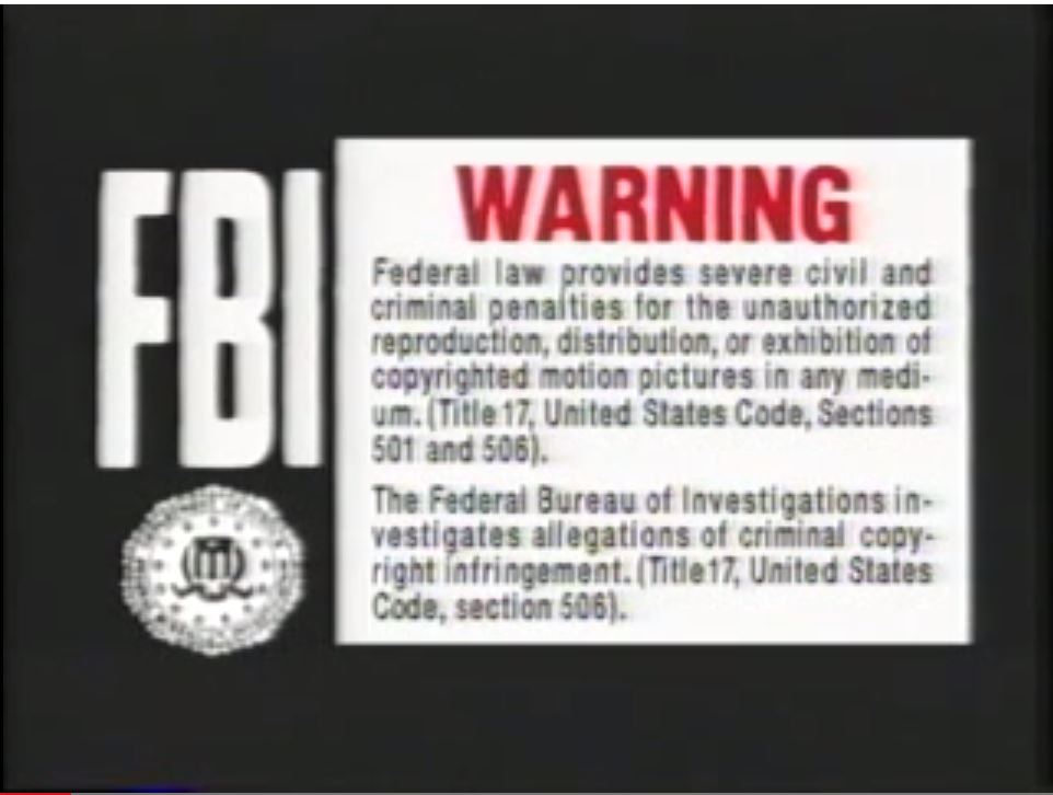 Feature Films Warning Screen The FBI Warning Screens Wiki Fandom