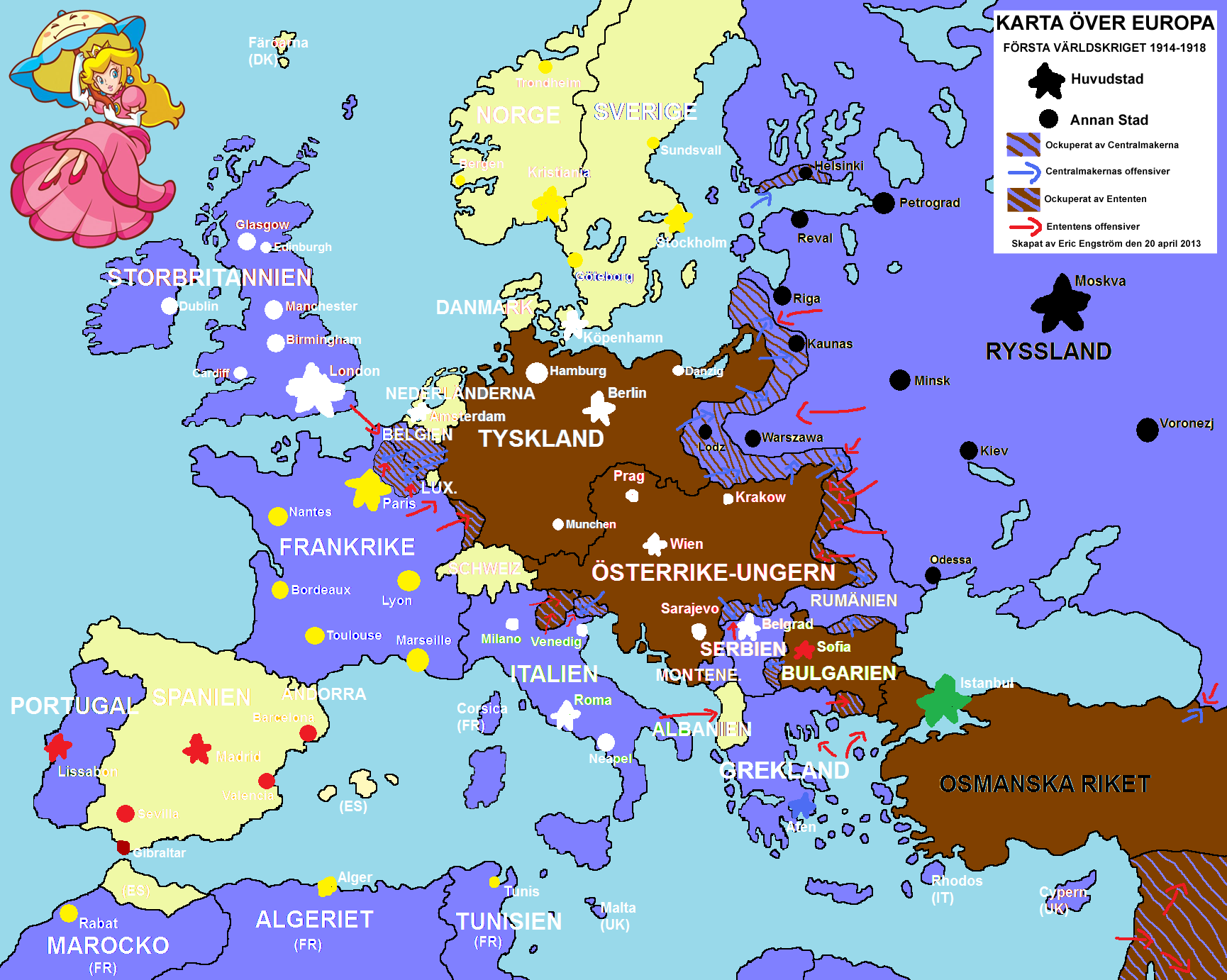 Map Of Europe In Ww1