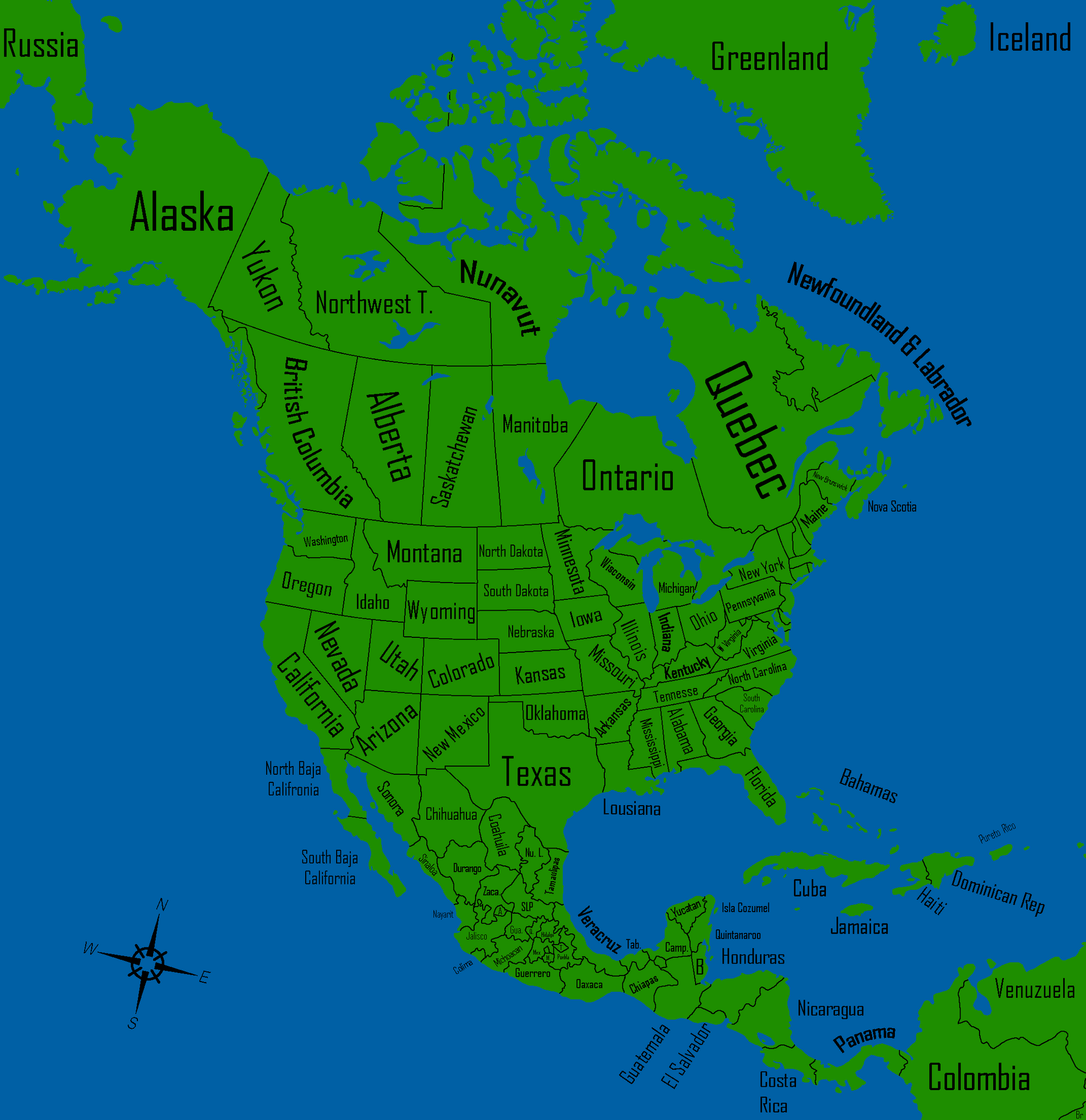 Image America Map With States Provincesterritories And Namespng