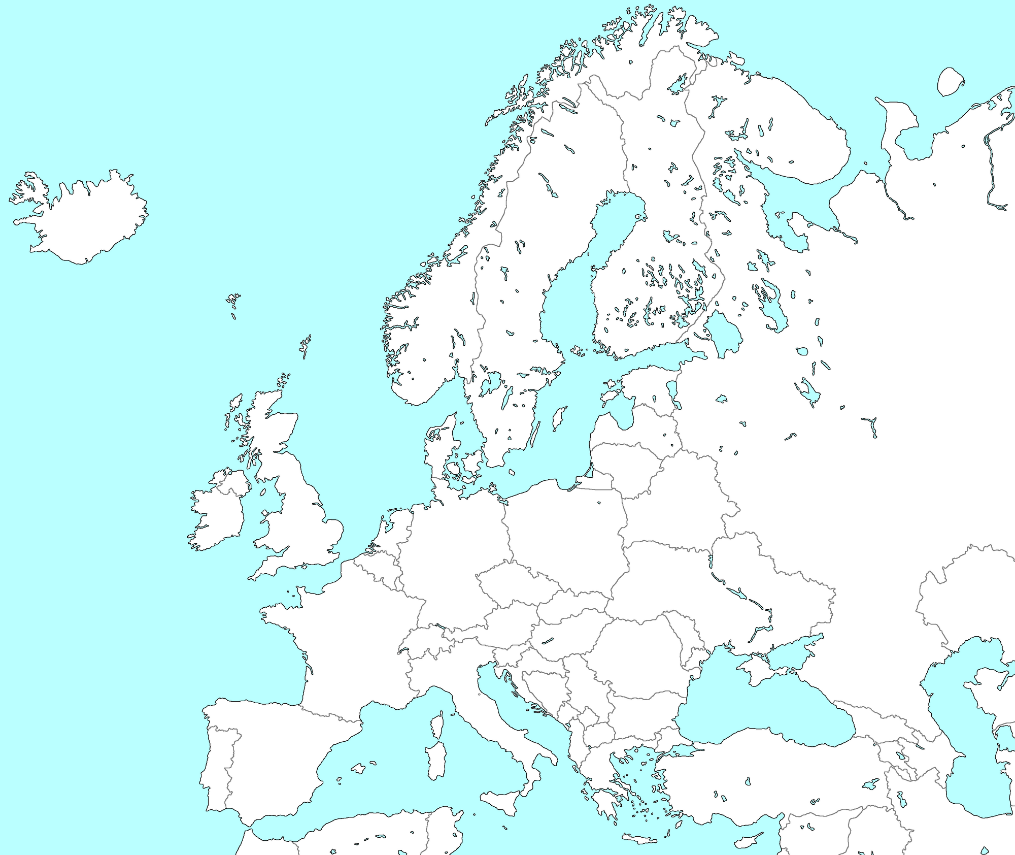 Карта европы белая без границ