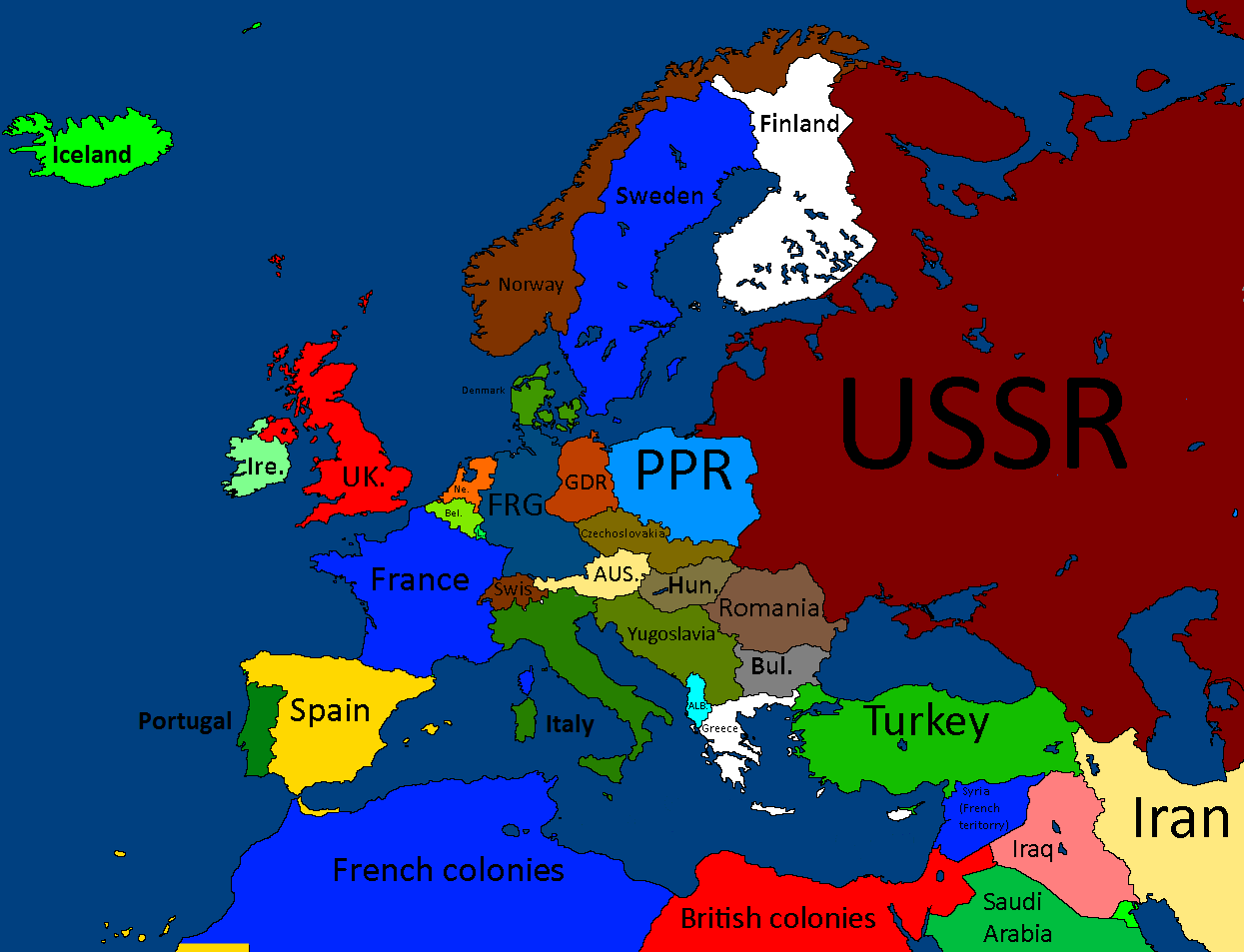Карта европы 1980 года