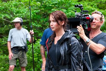 Jennifer Lawrence on Hunger Games set.jpg