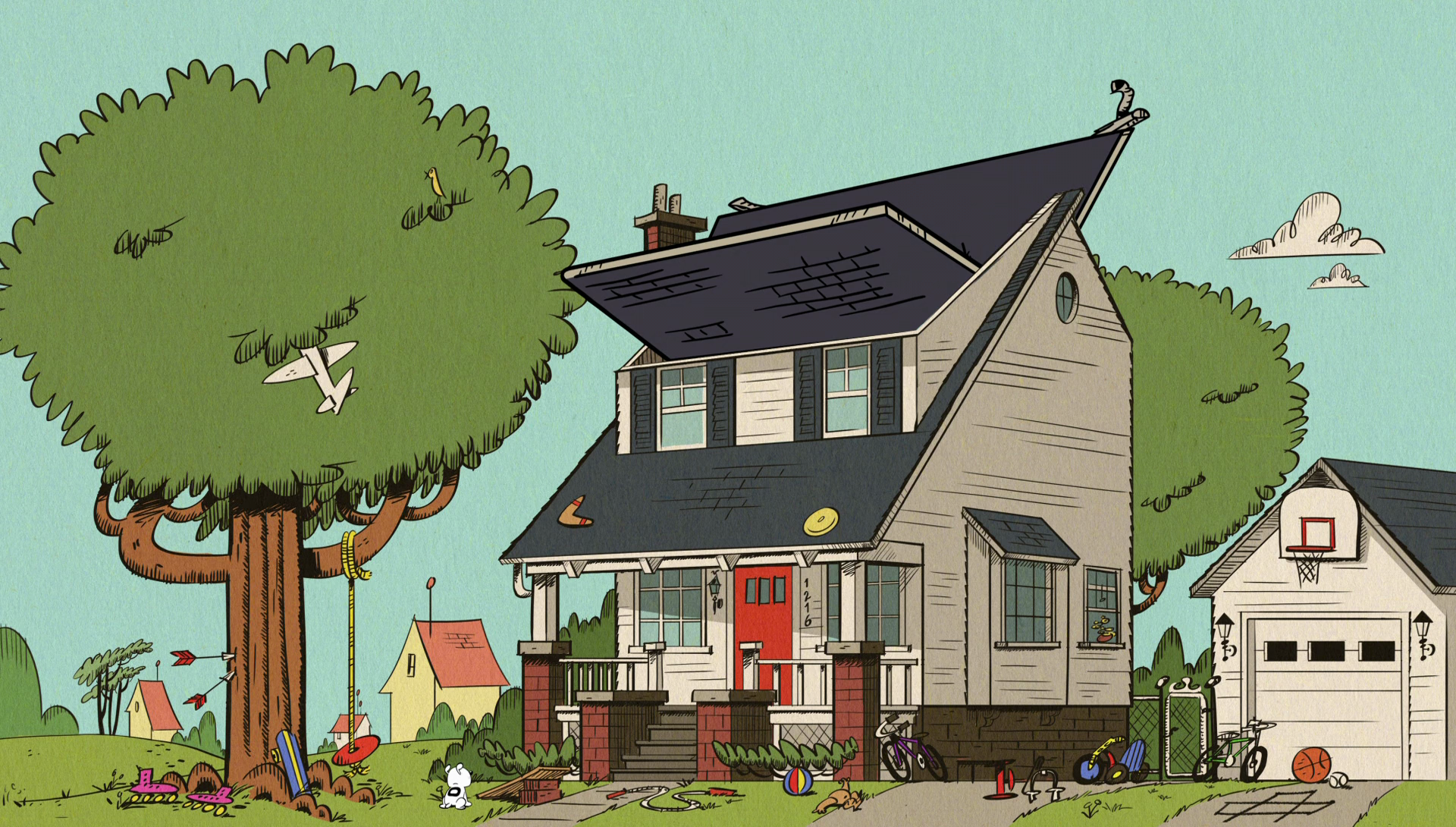 Image S1E06A Roof lands upside down png The Loud House 