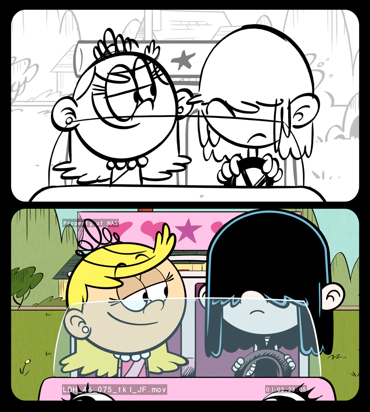 Image  S1E23B Board to Final Comparison Lola and Lucy.jpg  The Loud