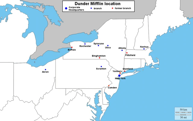 Image - Dunder Mifflin branch map.png  Dunderpedia: The Office Wiki 