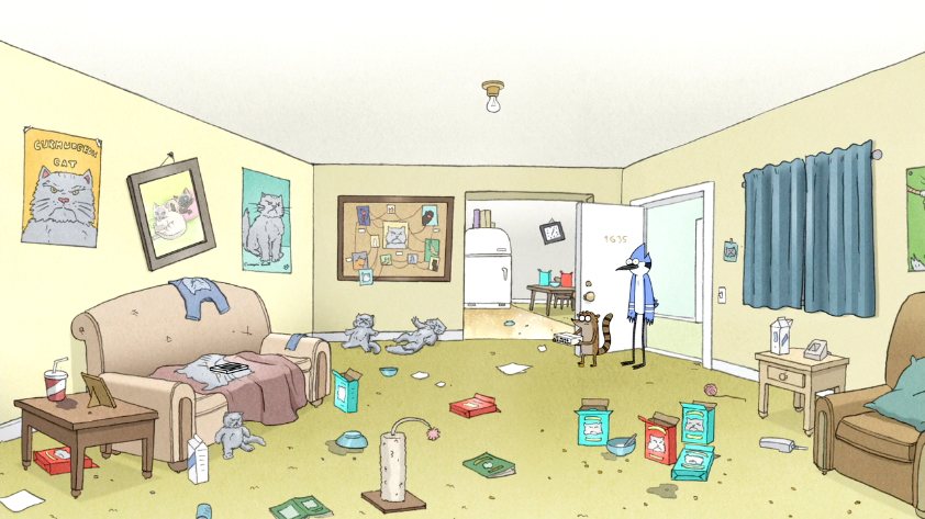 cartoon messy living room