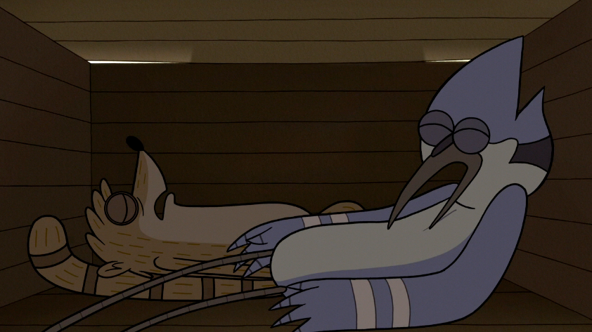 Image S6e13 022 Mordecai And Rigby Sleeping In A Crate