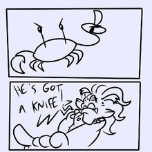 Crab with knife