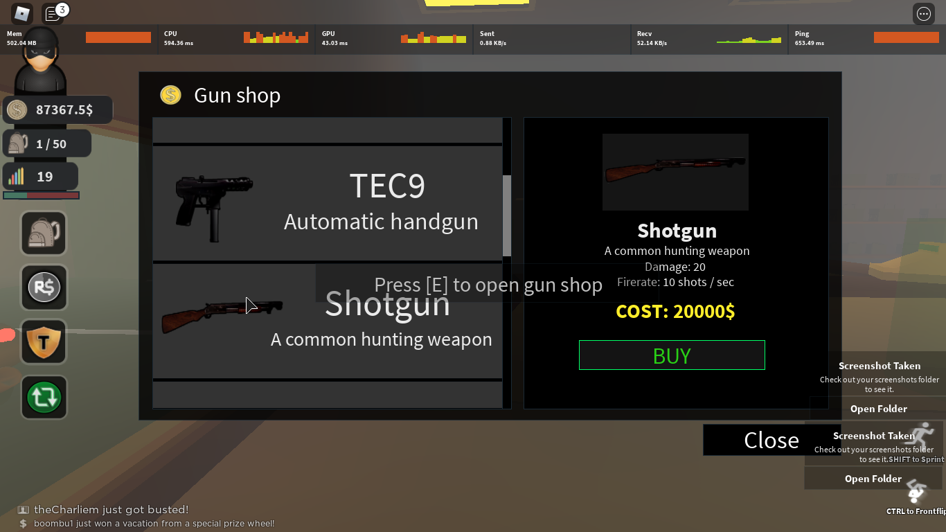 Shotgun Thief Life Simulator Roblox Wiki Fandom - roblox thief life simulator how to get guns