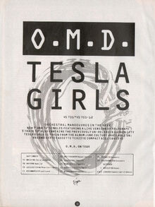 Tesla Girls single ad and tour dates Smash Hits 1984-08-30