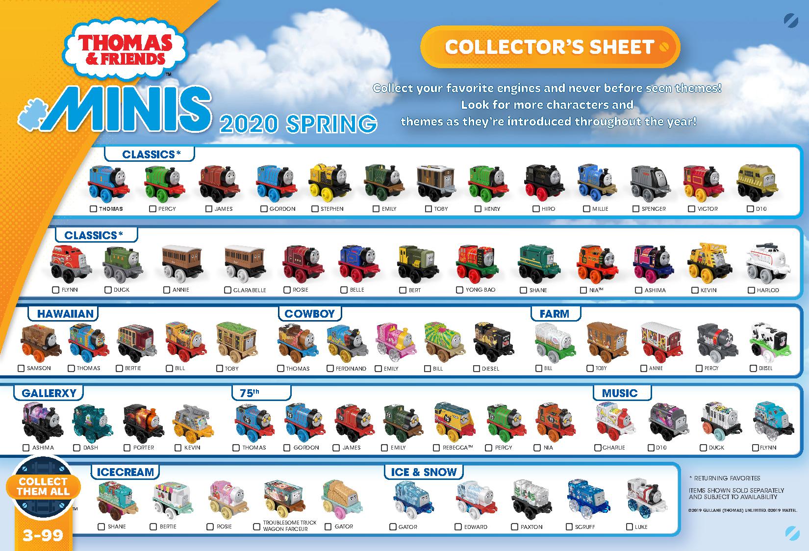 thomas and friends list of trains