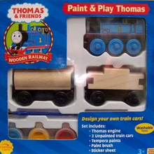 unpainted wooden trains