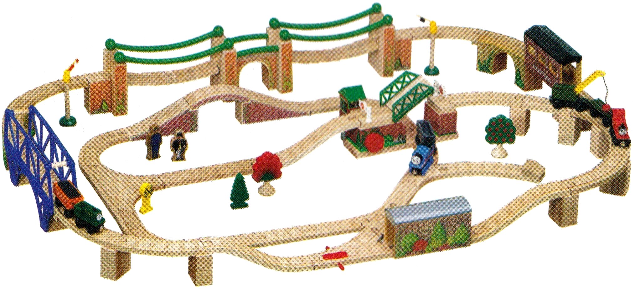 wooden train set bridges and tunnels