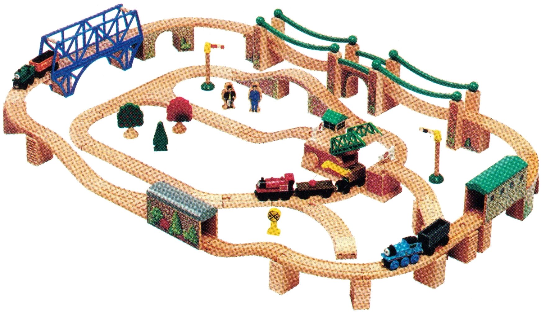 wooden train set bridges and tunnels