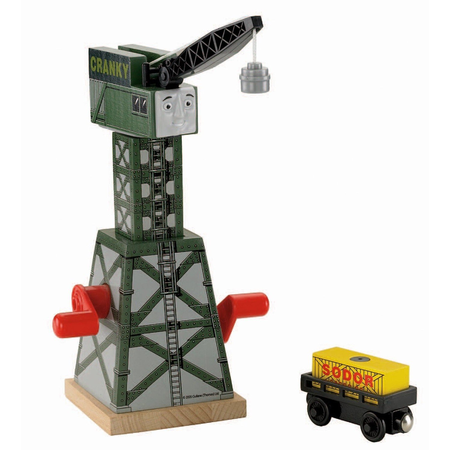 wooden train set crane