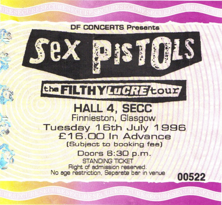 Image Sex Pistols Ticket Glasgow 16 July 1996 Png Ticket Stub Wiki