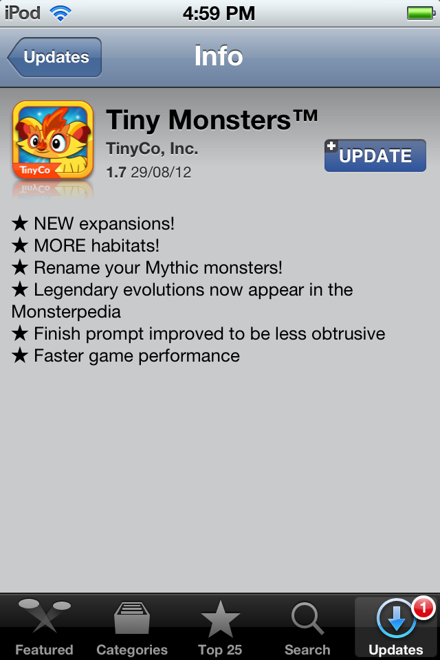 Tiny Monsters Chart
