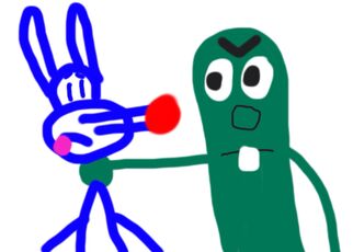 Larry the Cucumber grabs Calamity Coyote VeggieTales parody