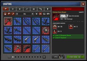 Crafting screen example