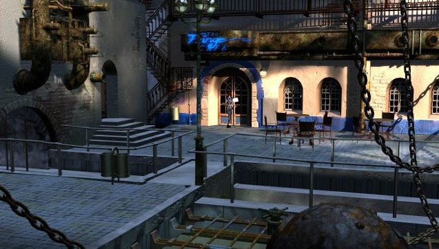 The Fringe Cafe in The Longest Journey The Fringe Cafe, Venice, Newport, screenshot in The Longest Journey adventure game | Inky Squiggles
