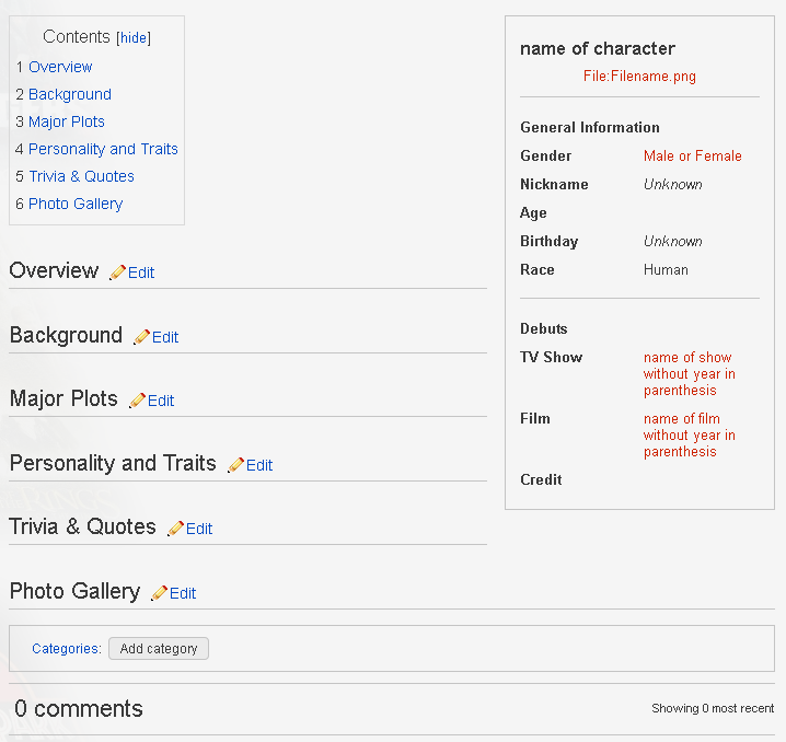 Character Page (Layout Template) Movie and TV Wiki Fandom