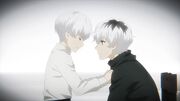 Sasaki meets his projection of Kaneki, as they accept each other. re anime