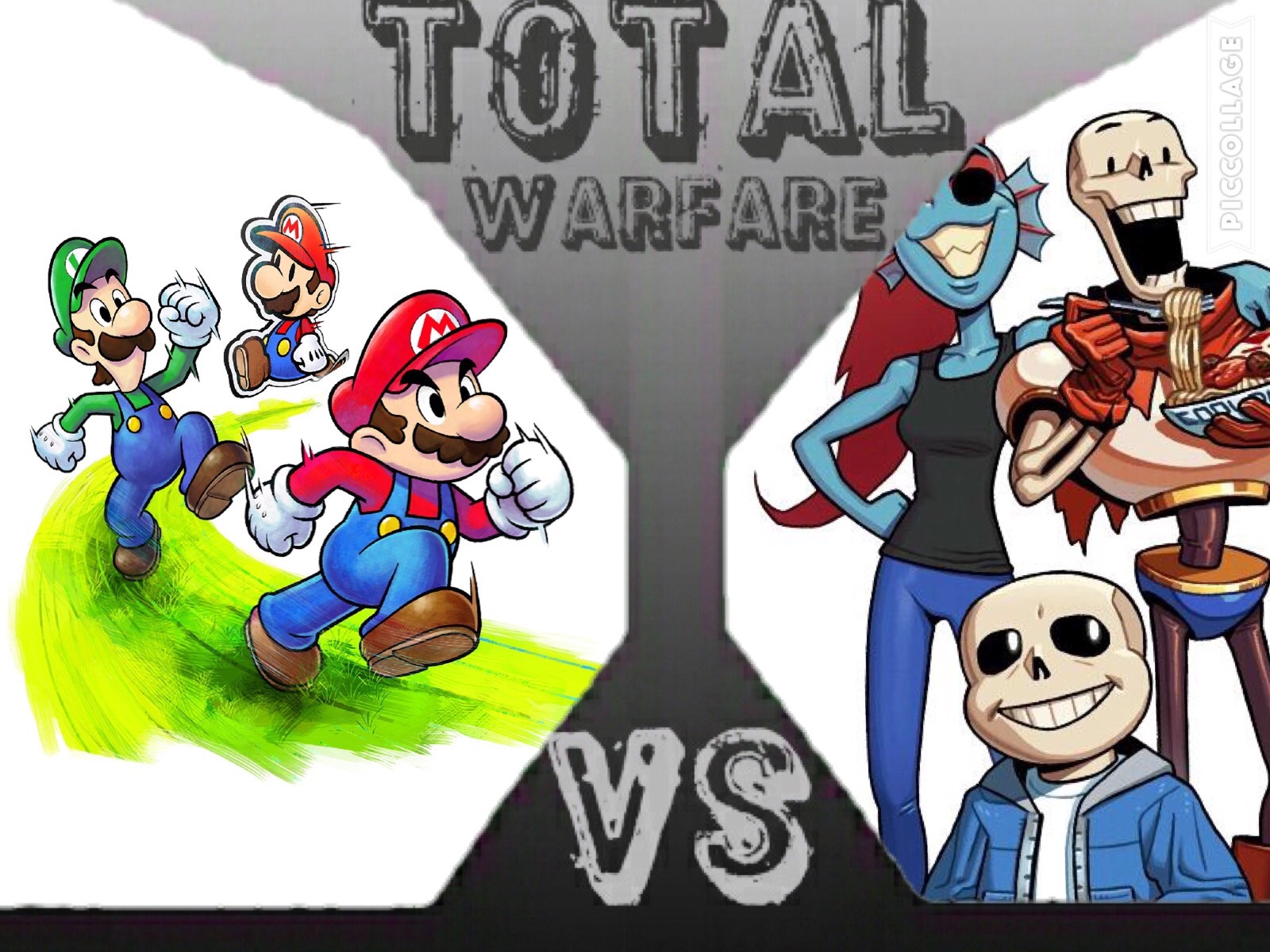 Sans, Papyrus & Undyne VS Mario, Luigi, & Paper Mario 