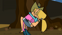 Geoff and Bridgette kissing