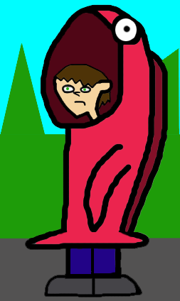 Nalyd wearing a salmon suit