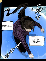 Baam using blue oar