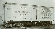 One of the first cars out of the Detroit plant of American Car & Foundry - Built 1899 for Swift Refrigerator Line - Chicago Historical Society