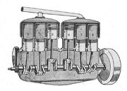 Six cylinder engine with three cylinder blocks (Autocar Handbook, Ninth edition)