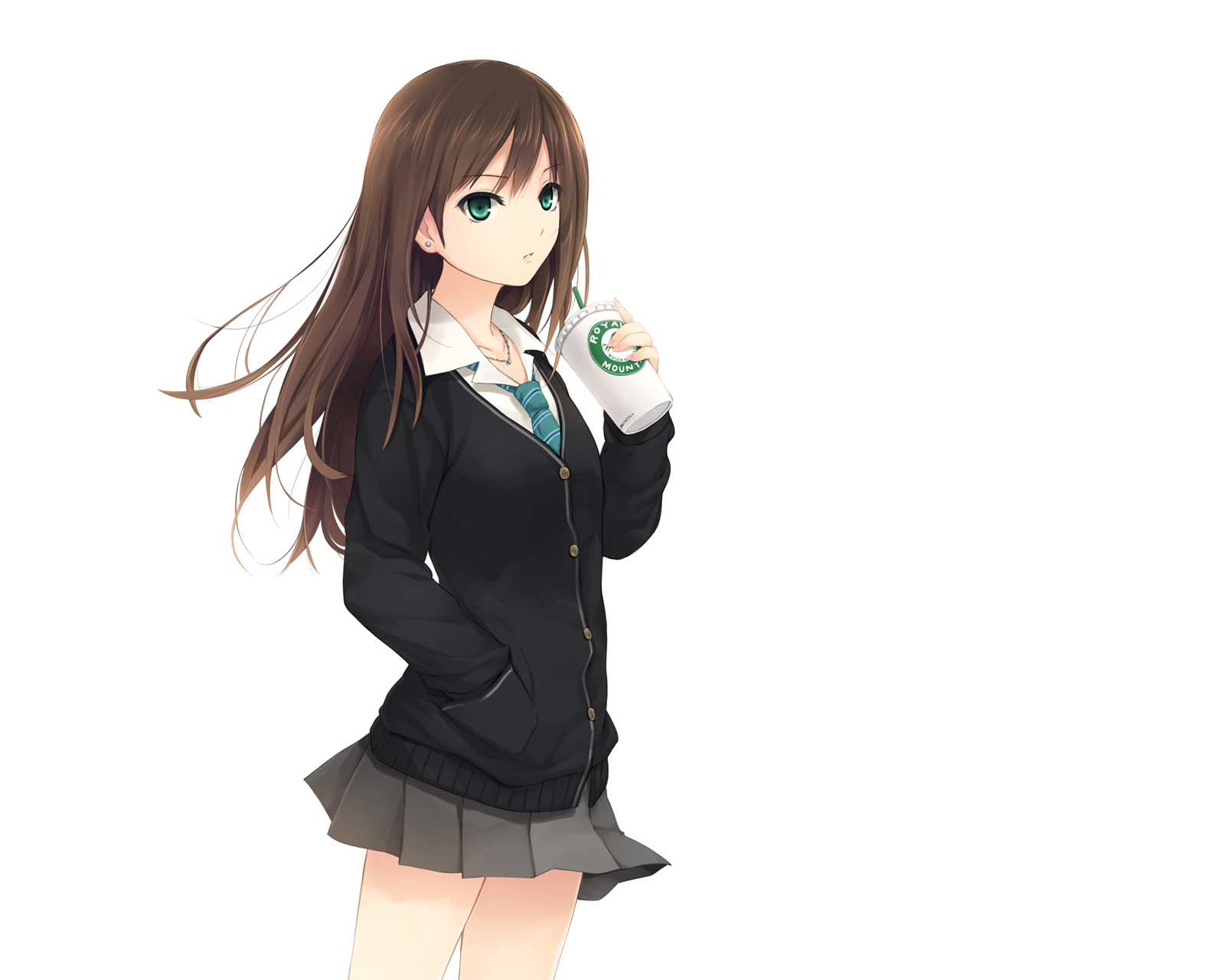 Image Anime Girl Brown Hair Green Eyes HD Wallpaperjpg