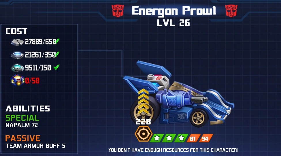 Energon Prowl Transformers Battle Tactics Wiki FANDOM powered by Wikia