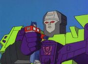 City of Steel Optimus Prime in Devastator's Hand