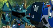 Robots in Disguise Episode 3 Steeljaw Talking to Strongarm