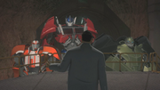 Fowler argues with Optimus Prime (TFP)