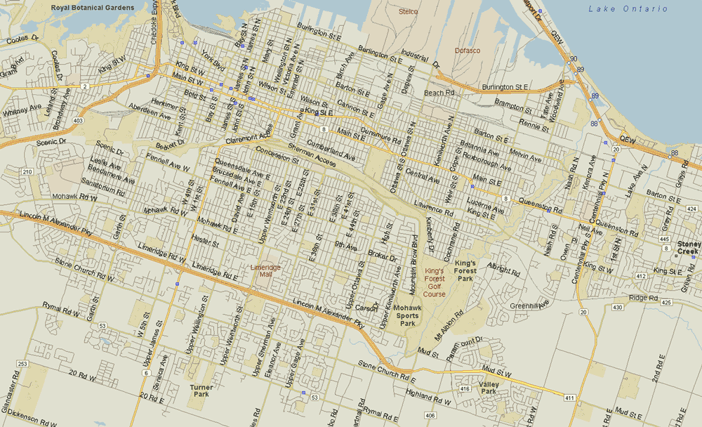 Printable Map Of Hamilton Ontario