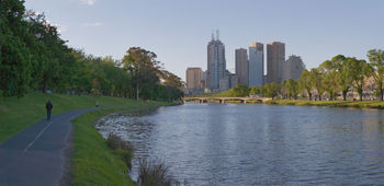 Melbourne Yarra Panorama Along Alexandra Avenue