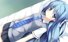 Image School Uniforms Tie Skirts Long Hair Blue Hair Green Eyes