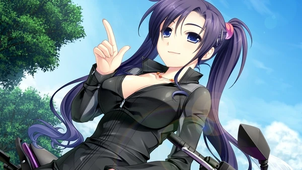 Image Blue Eyes Cleavage Long Hair Akatsuki Purple Hair Game Cg